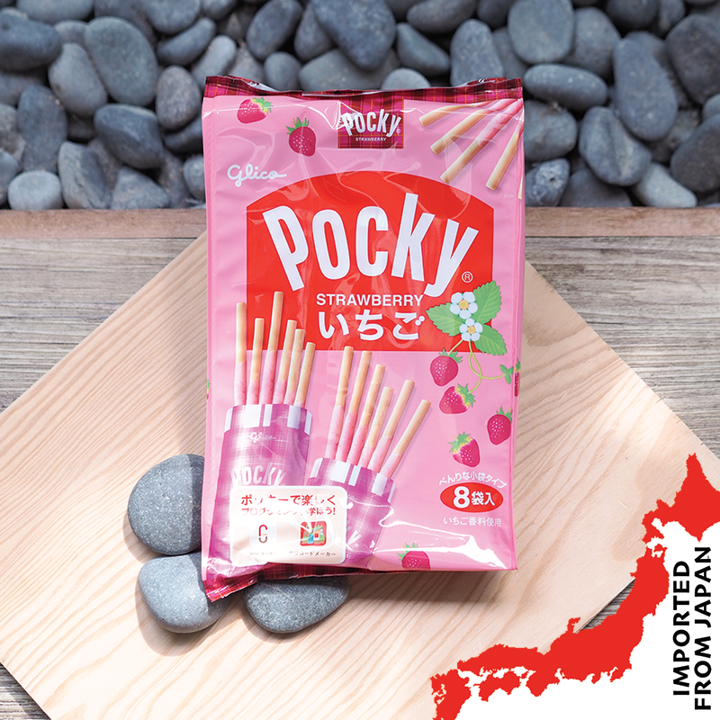 Glico Pocky Ichigo Strawberry, 8 Individual Packs - 109g